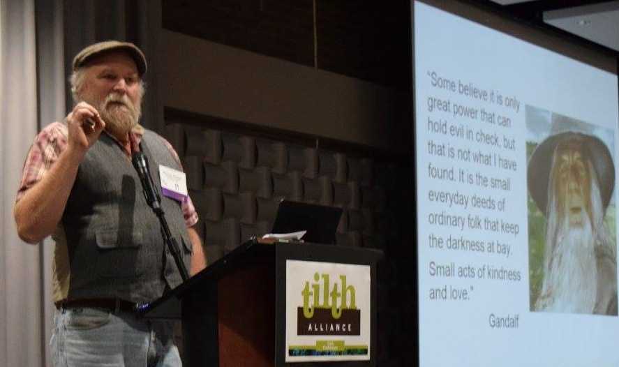 Michael delivering the keynote address to the Tilth Alliance